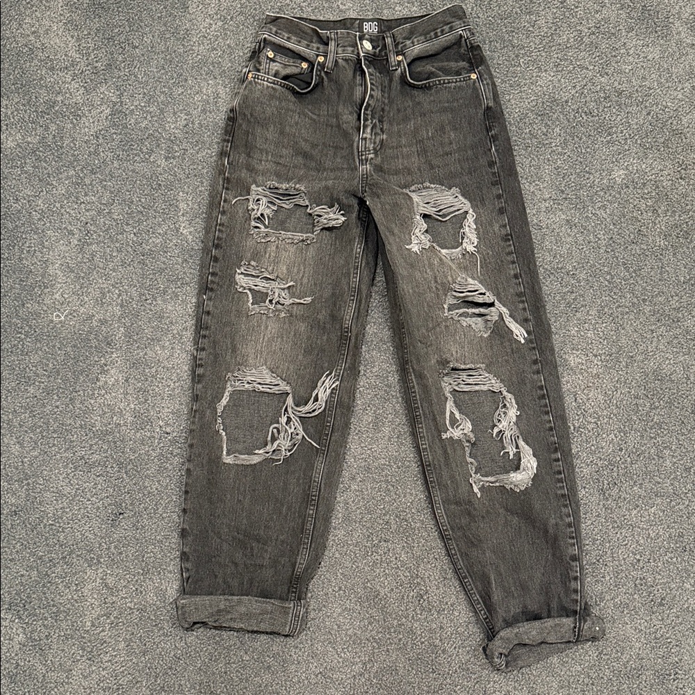 Urban Outfitters Black/Grey ripped baggy jeans